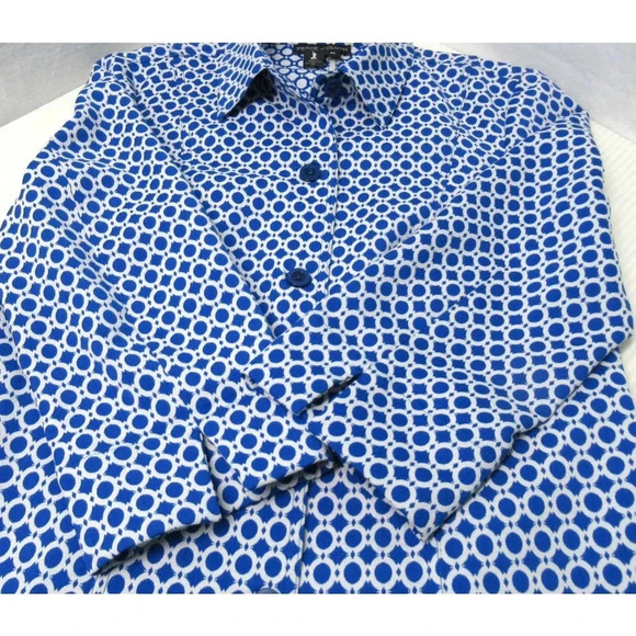PEACE of CLOTH Jillian Geometric Pattern Blazer Blue White Size Med RARE - Picture 4 of 12
